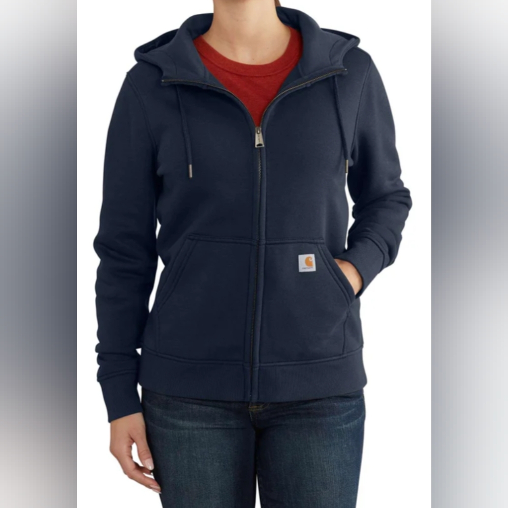 Carhartt Relaxed Midweight Full Zip Navy Sweatshirt Hoodie Size S Excellent Cond - Picture 1 of 6